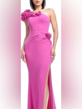 Dress the Population Aubrielle Rosette One Shoulder Gown